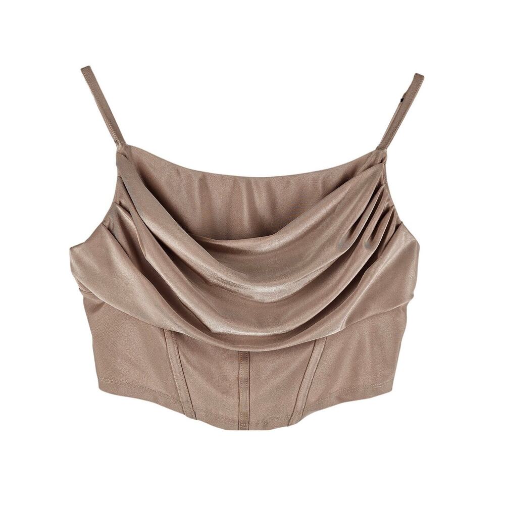 WOMEN’S CORSET-STYLE CAMISOLE TOP – DUSTY ROSE – SIZE XS/S – SATIN STRETCH